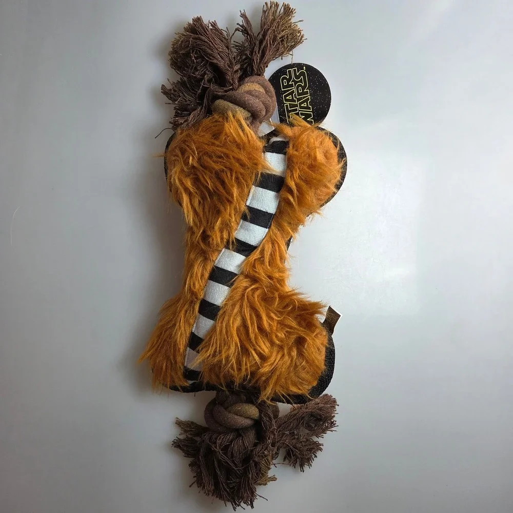 Star Wars Chewbacca Plush Bone Rope Dog Toy Chewie Bandolier Brown NWT